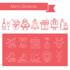 Linear icons Christmas