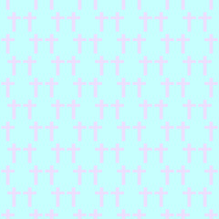 Seamless background with crosses in the style of pastel goth in pink and purple tones.