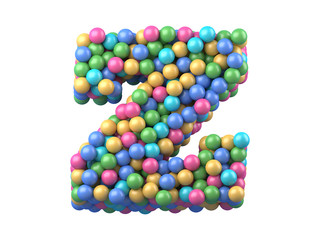 color plastic balls on children's playground font.
