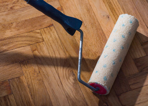 varnished parquet roller