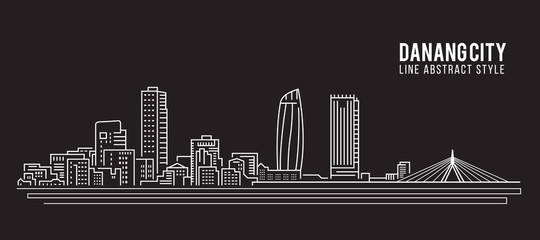 Cityscape Building Line art Vector Illustration design - Danang city