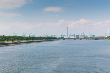 Landscape of industry at port.