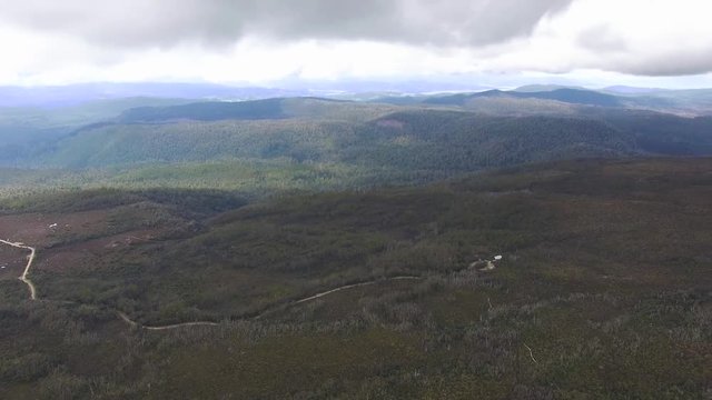 Round pan showing magnificent landscape of Hartz Mountains National Park, Tasmania, Australia