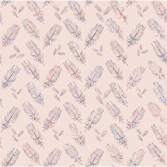 Obraz premium Modern vector seamless feathers pattern, for print, ceramics