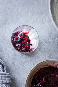 Summer berries yogurt fool dessert