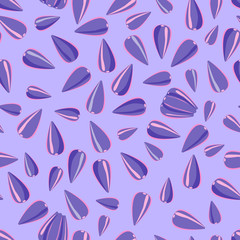 Seamless pattern with purple randomly scattered seeds.