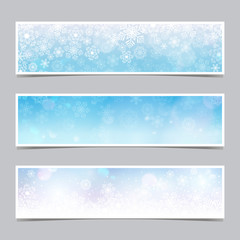 set of winter banners with snowflakes