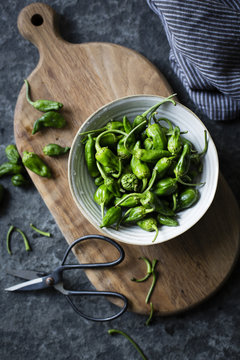 Padron peppers in bowl