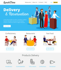 Naklejka premium Restaurant Service Reservations Flat infographic Banners 