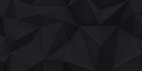 Low polygon shapes, black background, dark crystals, triangles mosaic, creative wallpaper, templates vector design