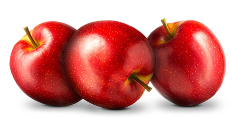 Group of red apple on white background.