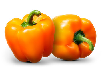 Group of orange pepper isolated on white background.