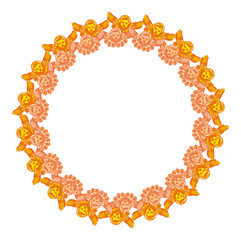 Round frame with cherubs in vintage style. 