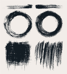 Vector set of hand drawn brush strokes and stains.