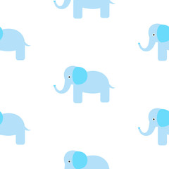 Cute elephant seamless vector pattern. Cartoon elephant wild safari animal on white for kid textile prints and apparel.