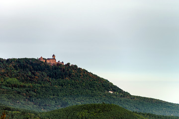 Fototapeta na wymiar Majestic medieval castle Haut-Koenigsbourg on the top of the hil