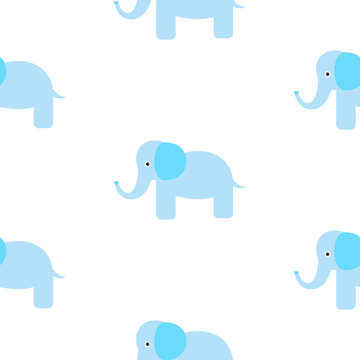 Cute elephant seamless vector pattern. Cartoon elephant wild safari animal on white for kid textile prints and apparel. © YoPixArt