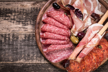 Traditional spanish tapas or italian antipasti