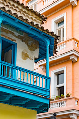 balcony of apartment building in historic town of havana, cuba