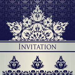 Invitation card with lace pattern. Seamless background, luxury design