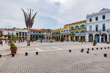 Fototapeta na wymiar public plaza vieja in historic town of havana, cuba