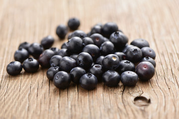 blueberries on a wooden table