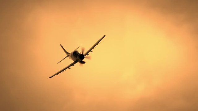 Propeller airplane flying in sky