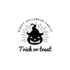Pumpkin Witch Hat. Trick or Treat. Vintage Happy Halloween Typographic Design Vecto