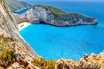 Keuken foto achterwand Navagio Beach, Zakynthos, Griekenland Navagiostrand en schipbreuk, Zakynthos, Griekenland
