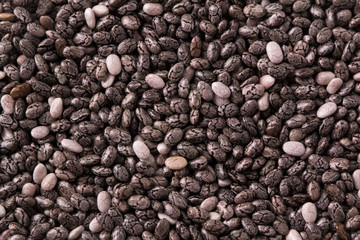 Chia seeds on wood background. Chia seeds protect heart,superfood. Healthy food