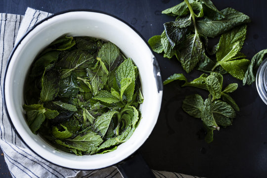 Fresh Mint Leaves In Bowl