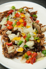 Fried soft shell crab with black pepper sauce