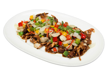 Fried soft shell crab with black pepper sauce