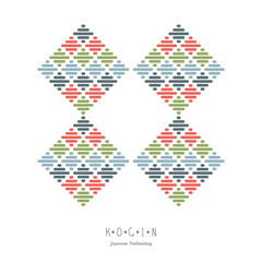 Abstract illustration. Japanese Kogin embroidery. Combination of Traditional pattern Kacharazu. Frame for text. Simple geometric ornament.