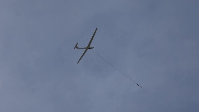 A glider is launched by winch