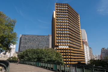 Fototapeta na wymiar Buildings Around Bandeira Bus Terminal in Sao Paulo City Downtown