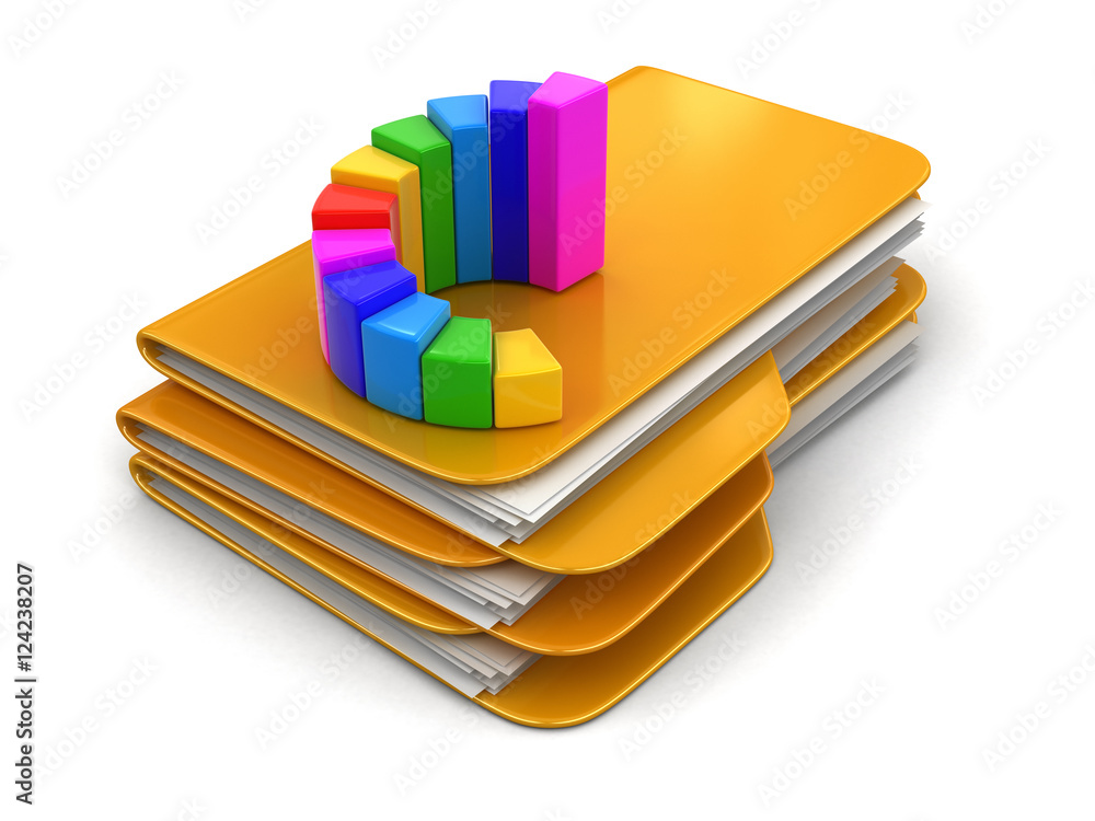 Poster folders and files with graph. image with clipping path