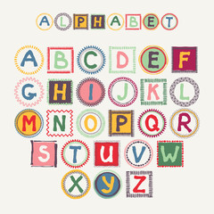 Latin vector alphabet. Abstract grunge letters