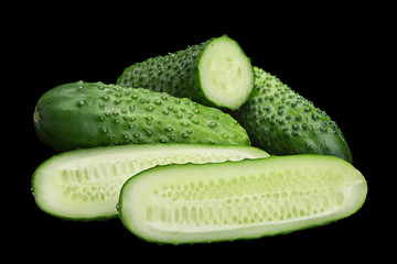 Cucumber vegetable on black