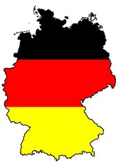 the border of Germany with the flag on white background
