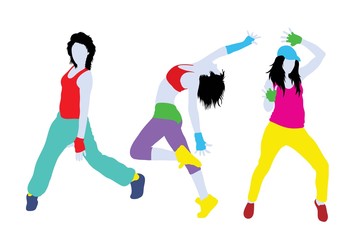 Hip Hop Dancer Silhouettes, illustration art vector design