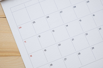 close up calendar date