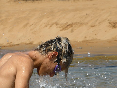Splashing water in the sea