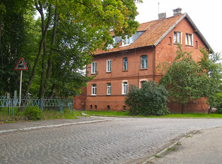 Old residential building of the German construction. The city of