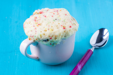 mug cake with sugar sprinkles