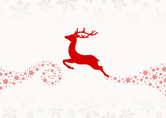 Flying Reindeer & Snowflakes Red