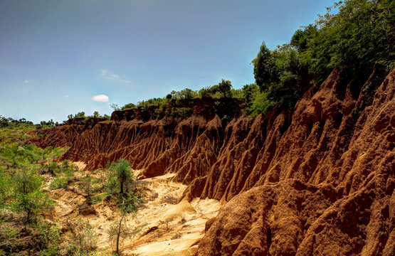 Erosion sand ravine near Kei Afer local market, Ethiopia