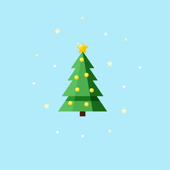 Christmas decorated fir-tree - vector Icon.