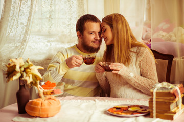 Beautiful happy couple expecting a baby