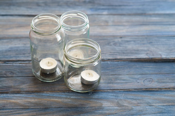 three glass jars